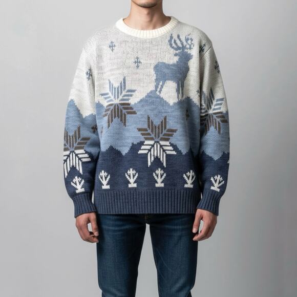 90s Nordic Scandi Hygge Crewneck Pullover Sweater Cozy Winter Minimalist Sz M - Picture 1 of 8